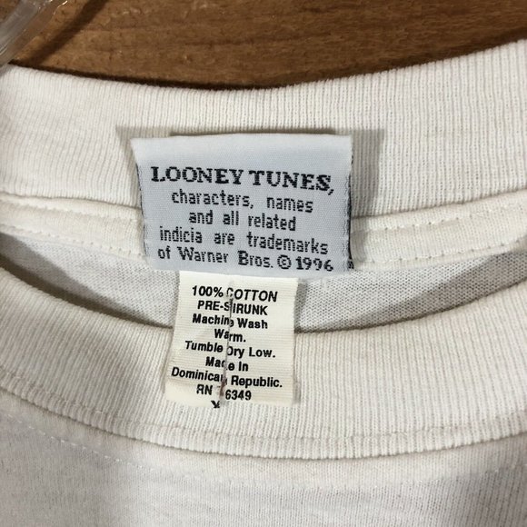 Vintage Looney Tunes All Over Print Wrap Around 1996 T-Shirt Mens Large - Picture 9 of 14